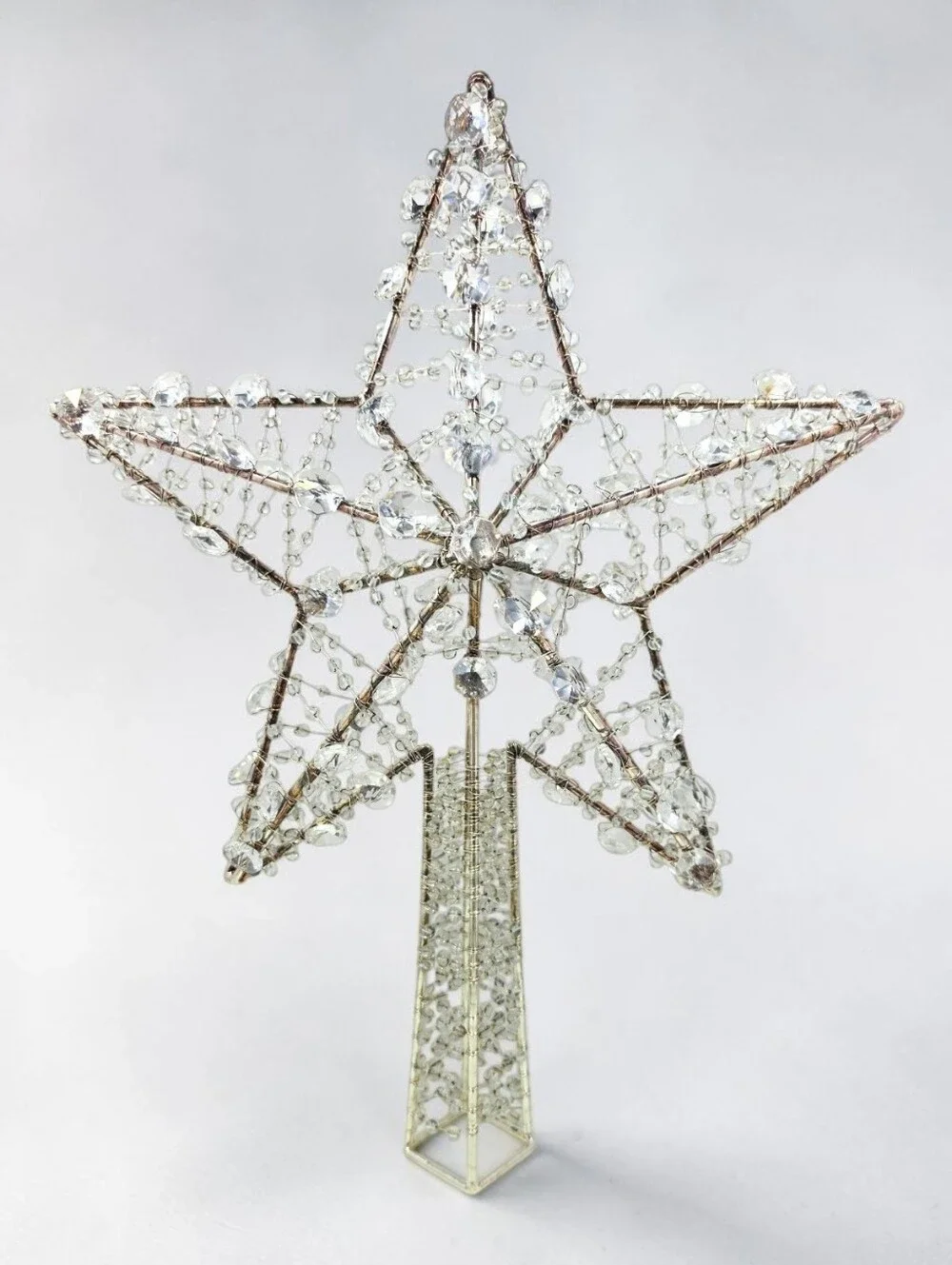Pottery Barn Silver Crystal Chandelier Star Tree Ornament Topper Holiday
